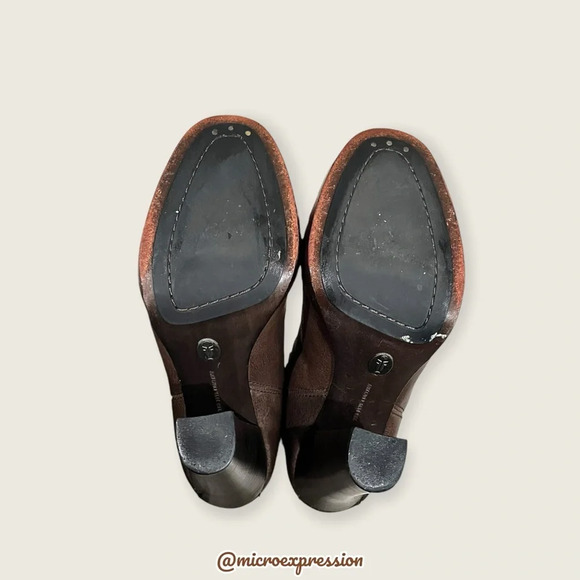 $379 Frye Donna Chelsea Dark Brown Leather Stretchy Gore Sexy Ankle Bootie Heels - Picture 10 of 13